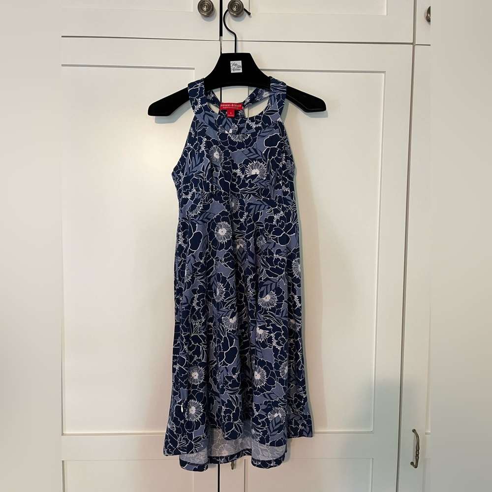 Blue flowered sundress with pocket and built-in bra sz S